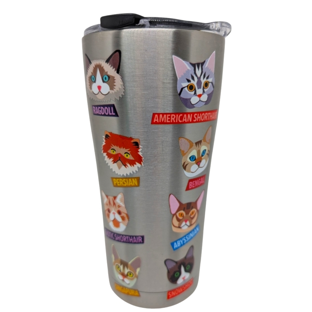 New Tervis Flat Cat Art Stainless Steel Lidded 20 OZ Tumbler - Picture 3 of 7